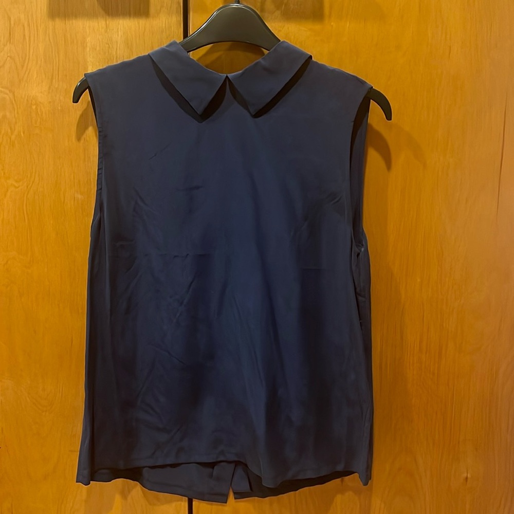 NWT Equipment Navy Blue Brushed Silk Tank Collared